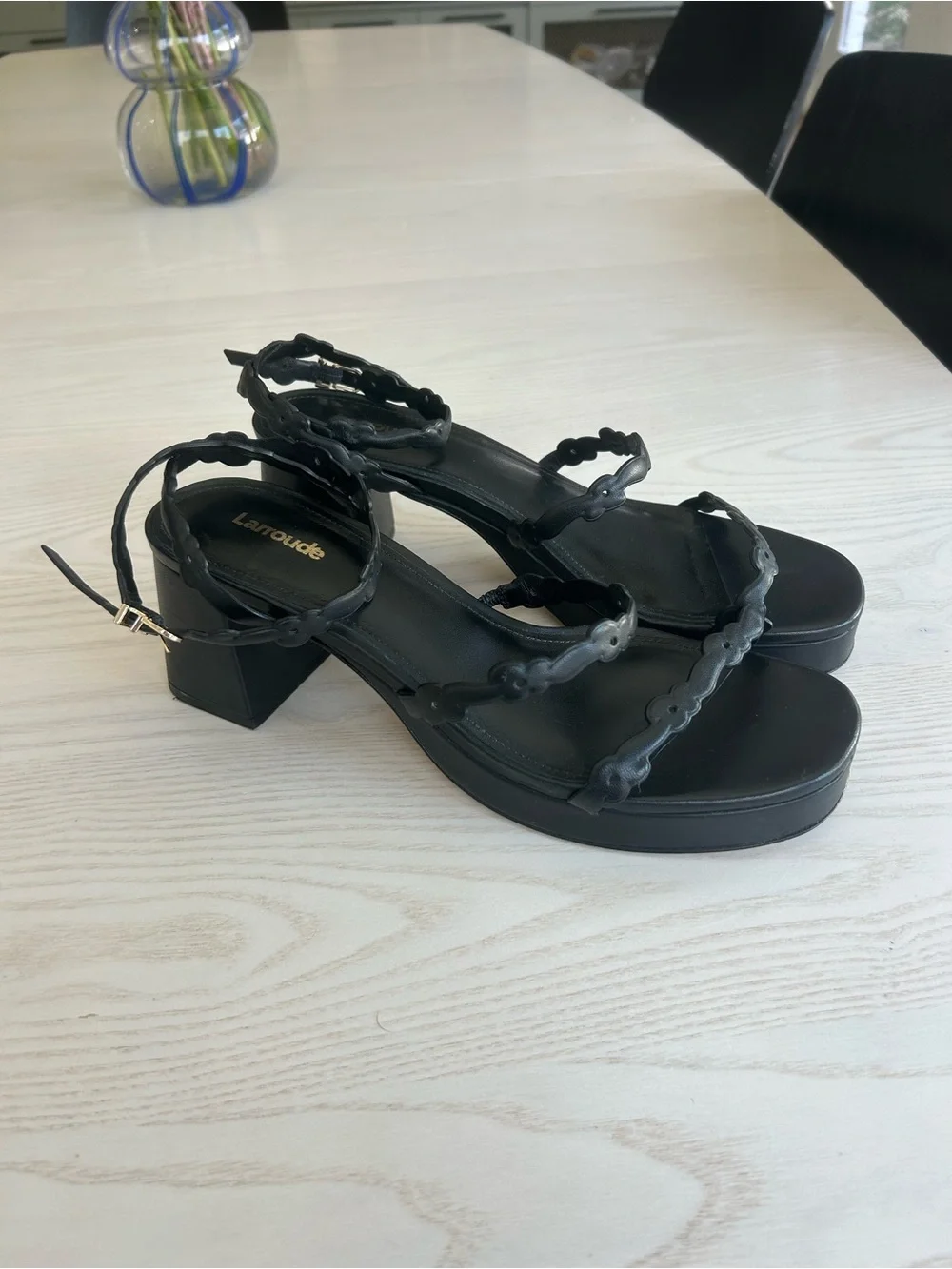 Larroudé Margherita block heel sandals in black